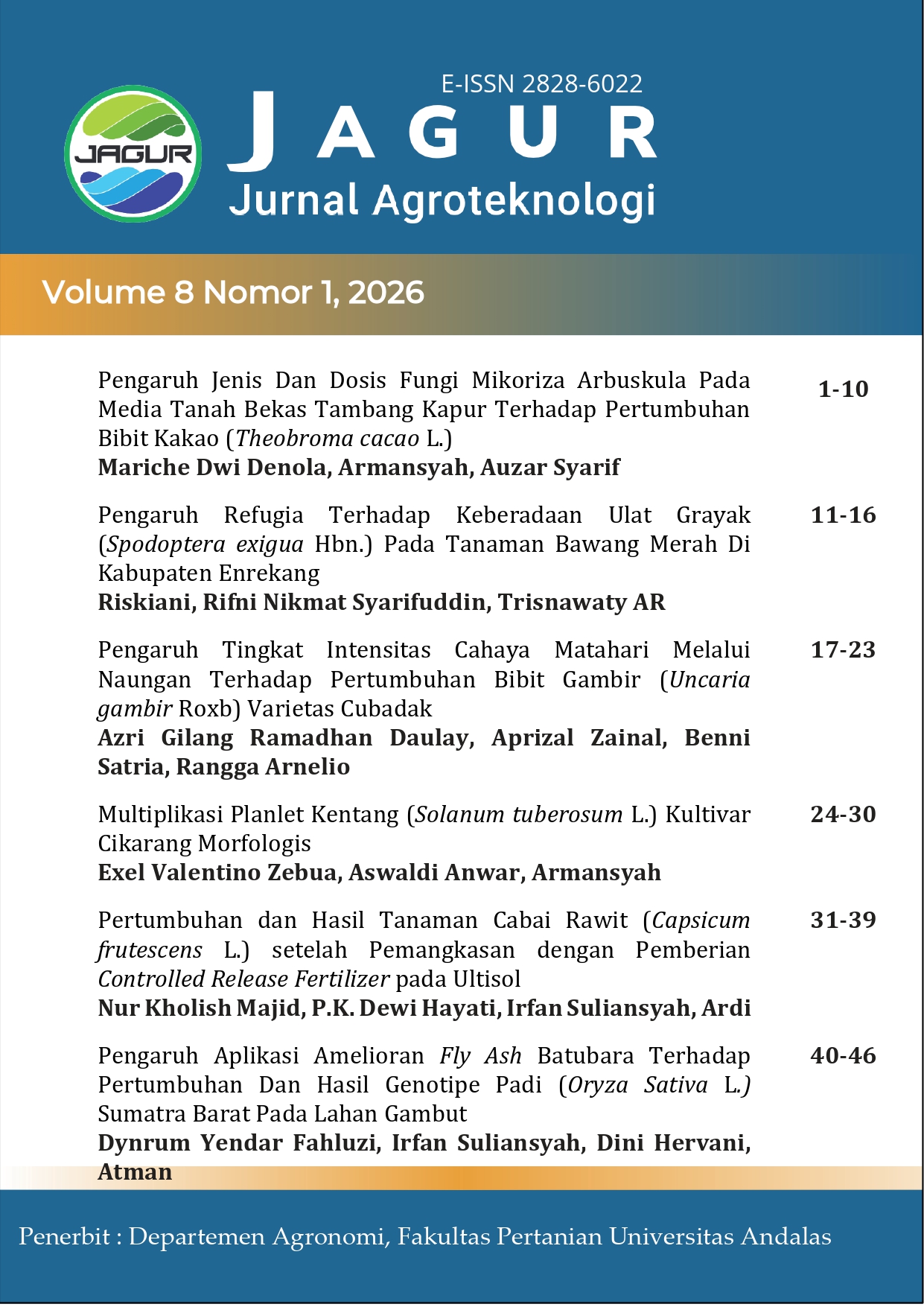Cover Jagur Jurnal Agroteknologi